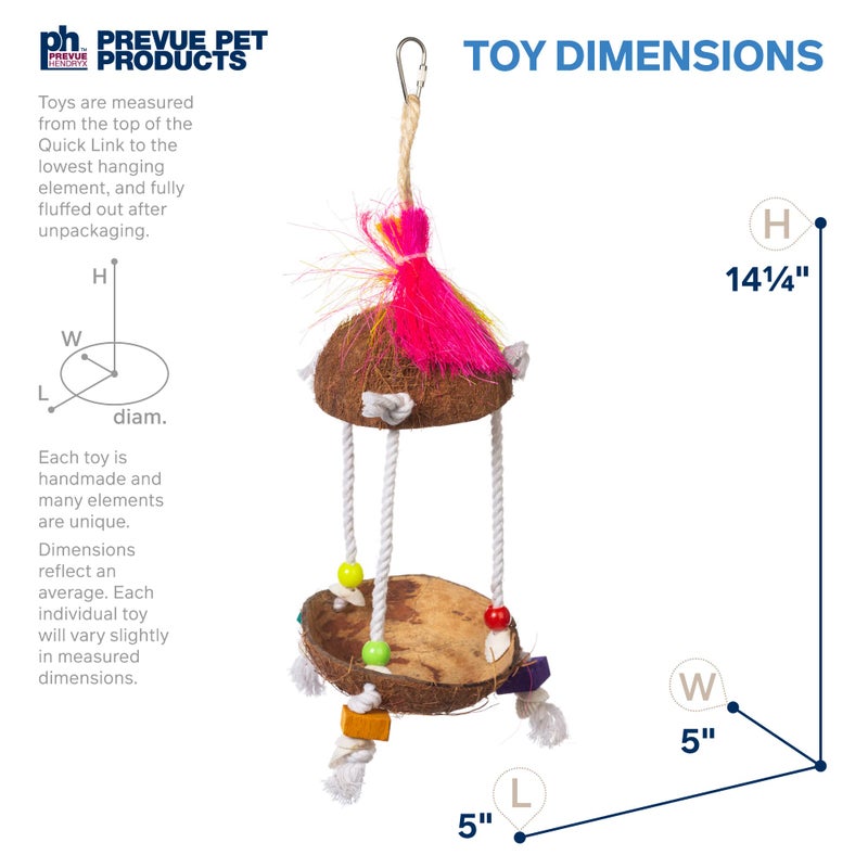PH Prevue Hendryx Prevue Pet Products Forage & Engage Tropical Teasers Tiki Hut Bird Toy 62188 - Image 2